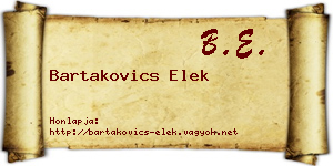 Bartakovics Elek névjegykártya